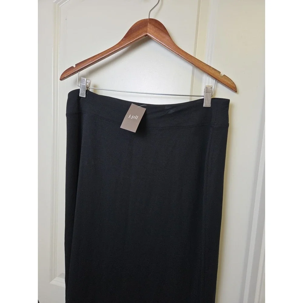 NEW J‎ Jill Wearever Collection Black Midi Skirt Pull On Black Med Petite MP $79